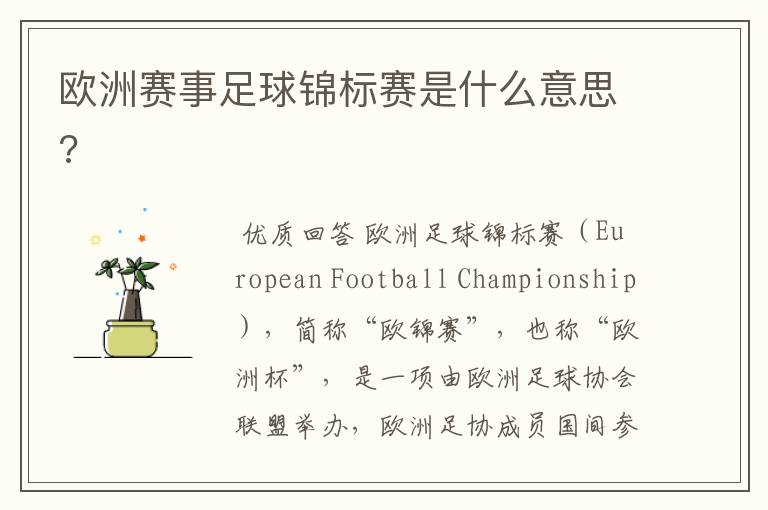 欧洲赛事足球锦标赛是什么意思?