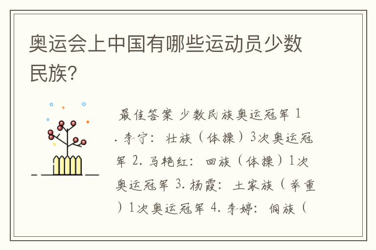 奥运会上中国有哪些运动员少数民族?