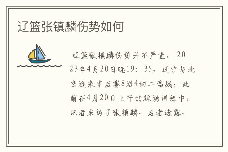 辽篮张镇麟伤势如何