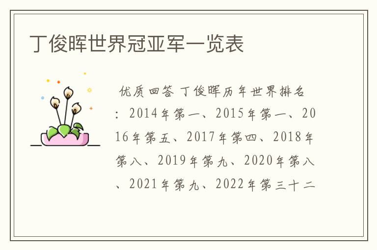 丁俊晖世界冠亚军一览表