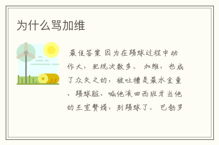 为什么骂加维
