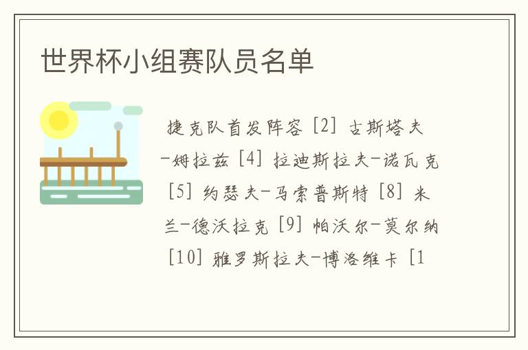 世界杯小组赛队员名单