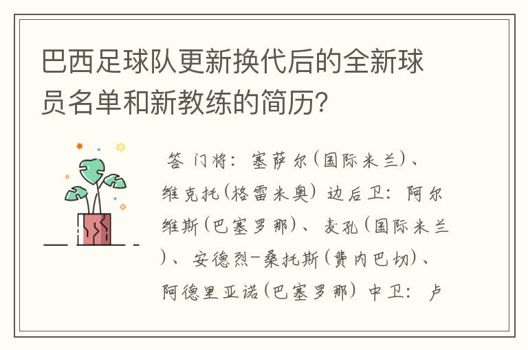 巴西足球队更新换代后的全新球员名单和新教练的简历?