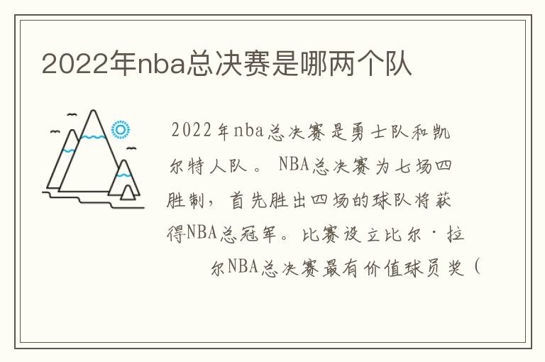 2022年nba总决赛是哪两个队