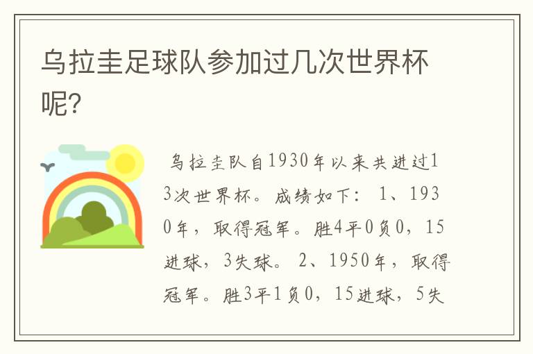 乌拉圭足球队参加过几次世界杯呢?