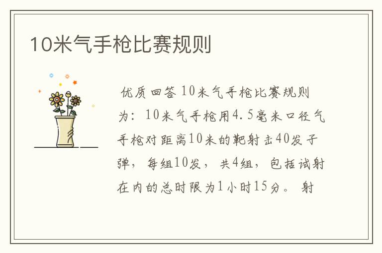 10米气手枪比赛规则