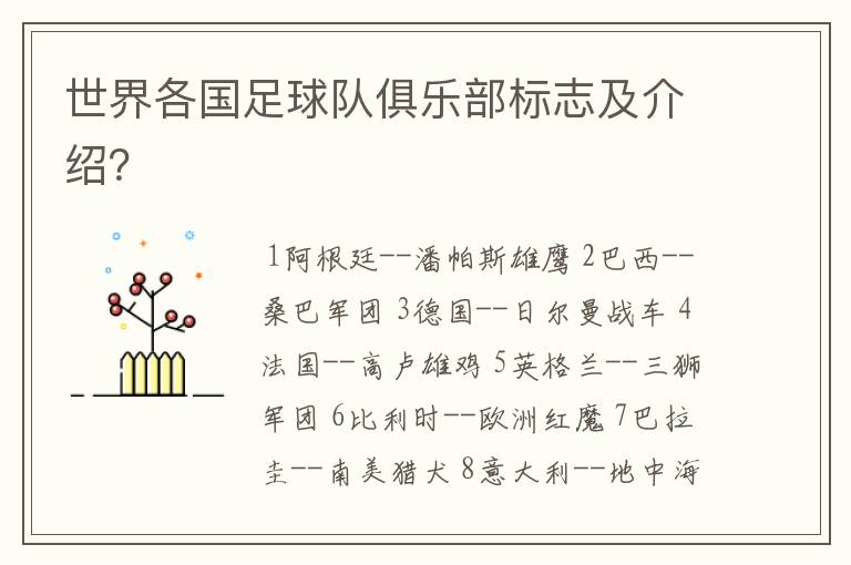 世界各国足球队俱乐部标志及介绍?