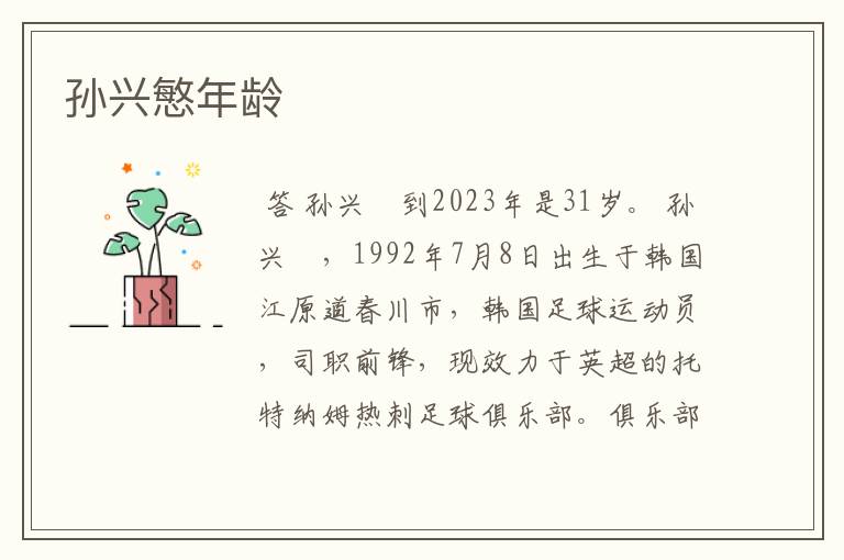 孙兴慜年龄