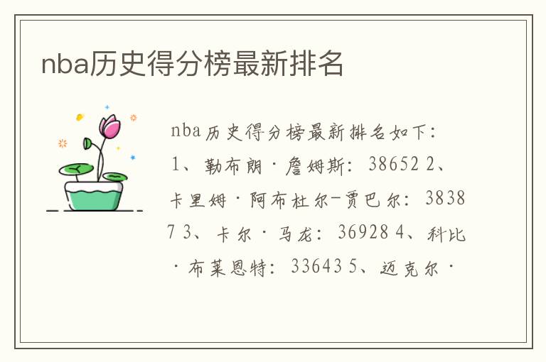 nba历史得分榜最新排名