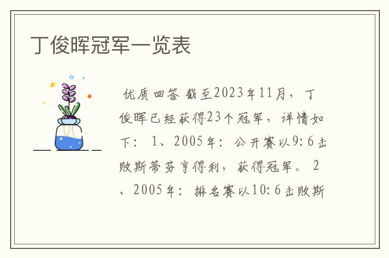 丁俊晖冠军一览表