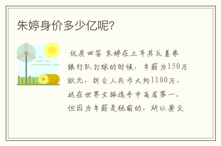 朱婷身价多少亿呢?