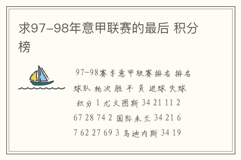 求97-98年意甲联赛的最后 积分榜