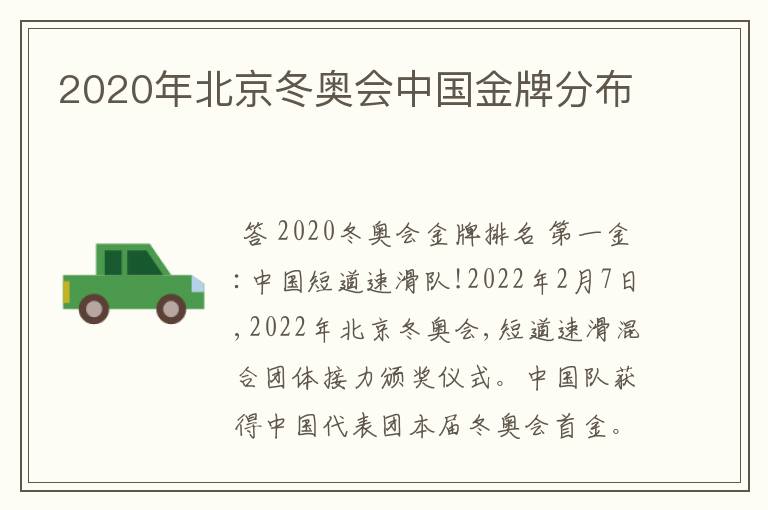 2020年北京冬奥会中国金牌分布