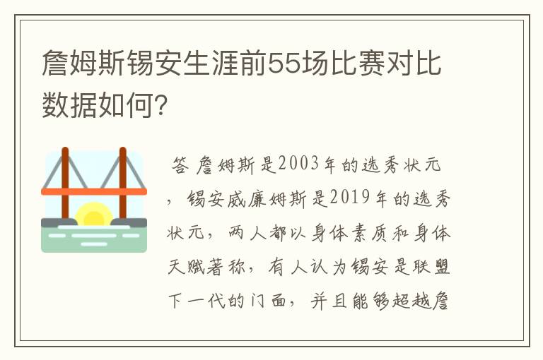 詹姆斯锡安生涯前55场比赛对比数据如何?