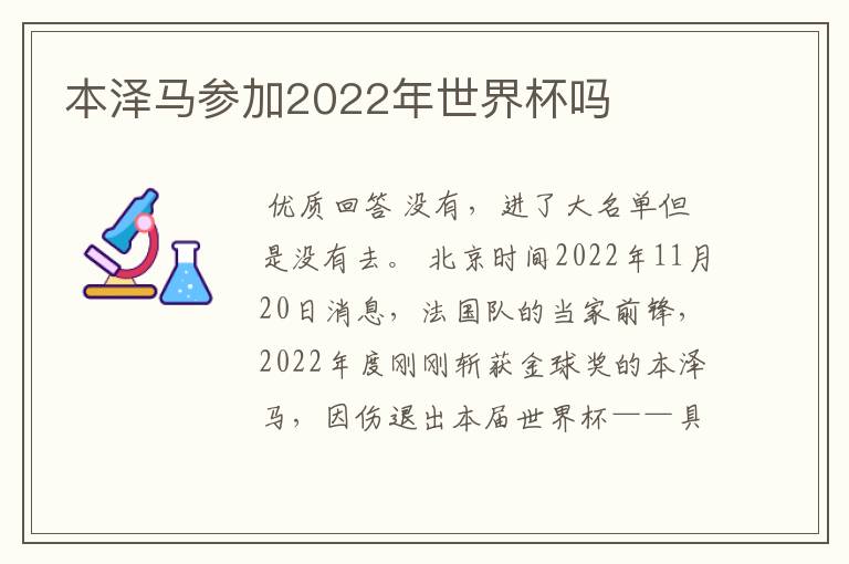 本泽马参加2022年世界杯吗