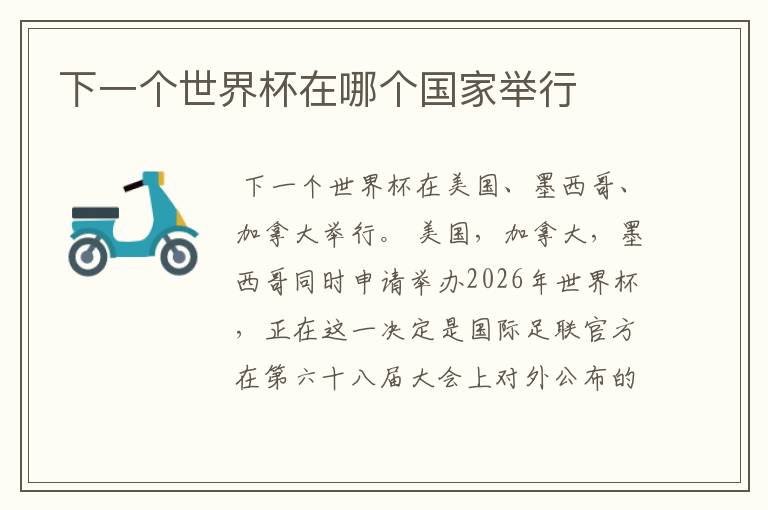 下一个世界杯在哪个国家举行