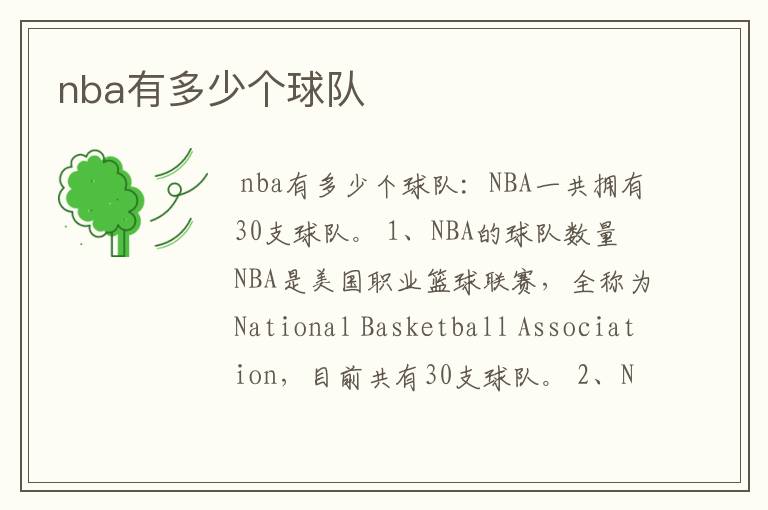 nba有多少个球队