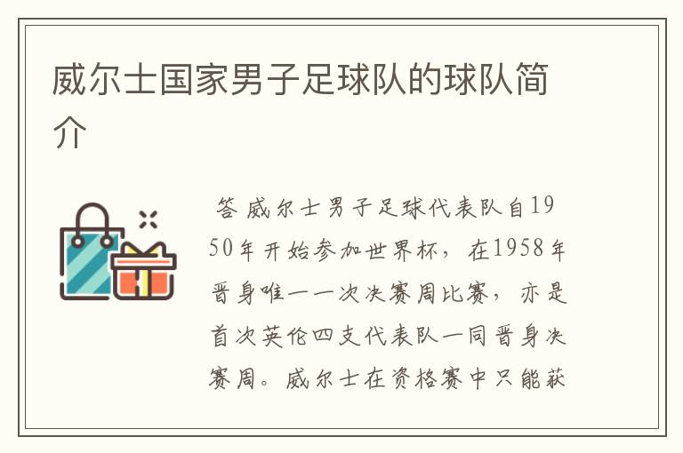 威尔士国家男子足球队的球队简介