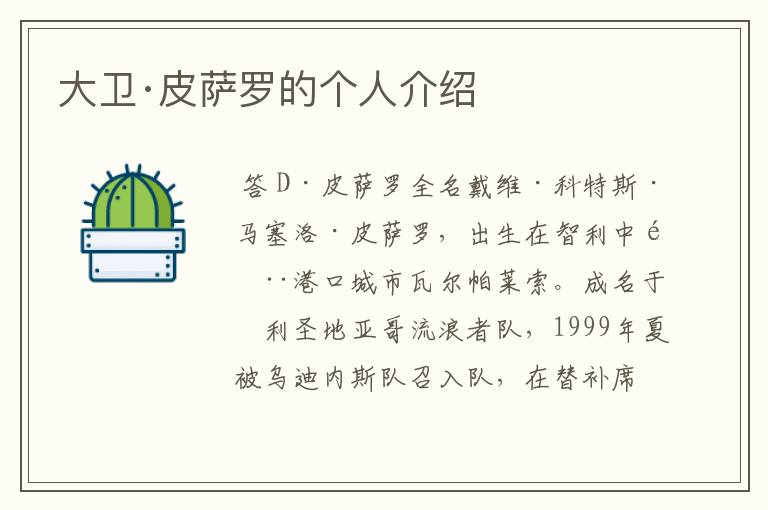 大卫·皮萨罗的个人介绍