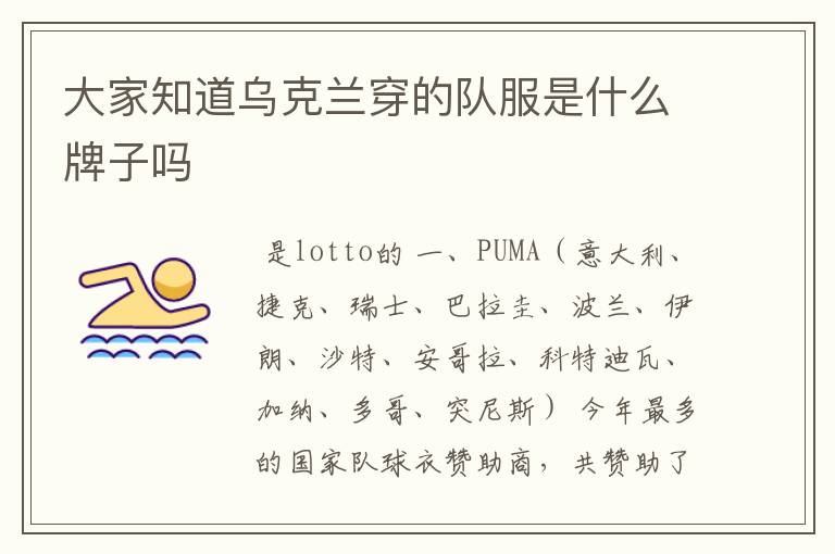 大家知道乌克兰穿的队服是什么牌子吗