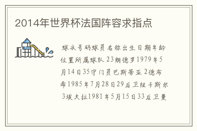 2014年世界杯法国阵容求指点