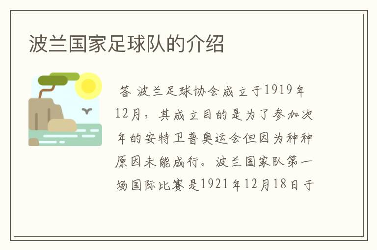 波兰国家足球队的介绍