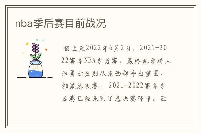 nba季后赛目前战况