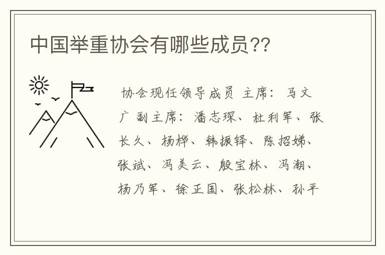 中国举重协会有哪些成员??