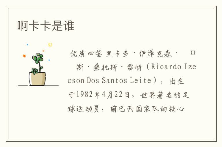 啊卡卡是谁
