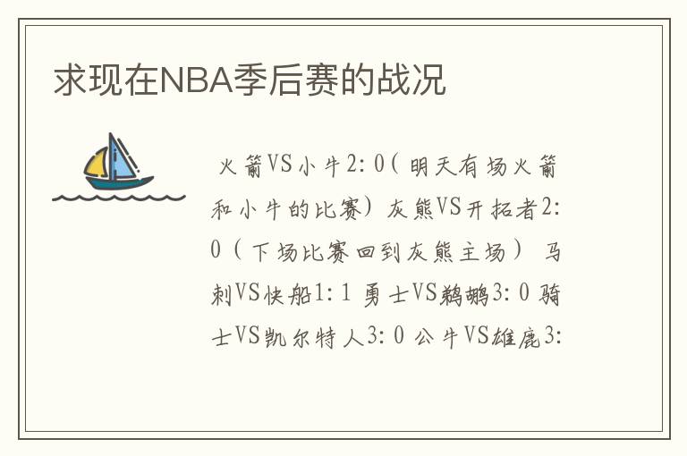 求现在NBA季后赛的战况