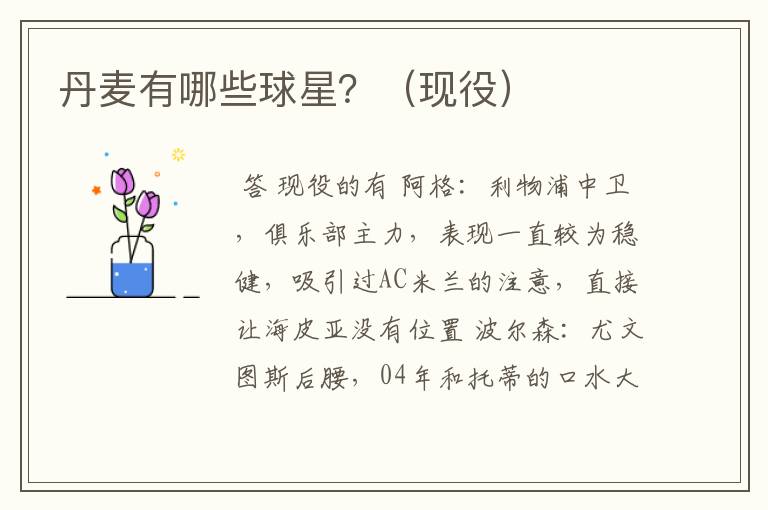 丹麦有哪些球星?(现役)