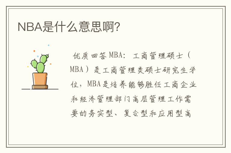 NBA是什么意思啊?
