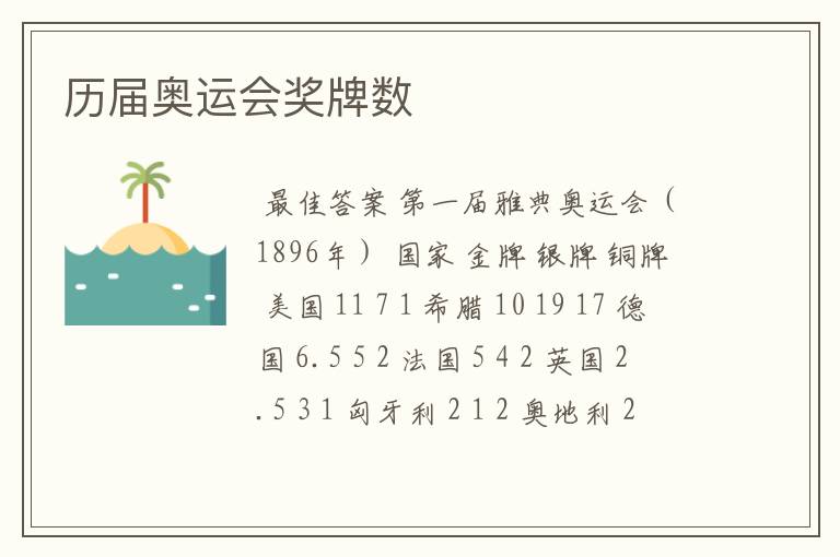历届奥运会奖牌数