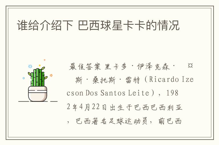 谁给介绍下 巴西球星卡卡的情况