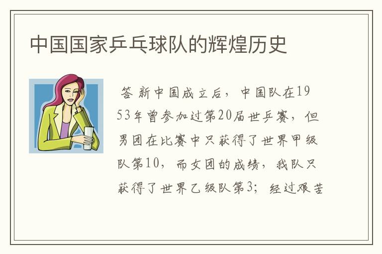 中国国家乒乓球队的辉煌历史