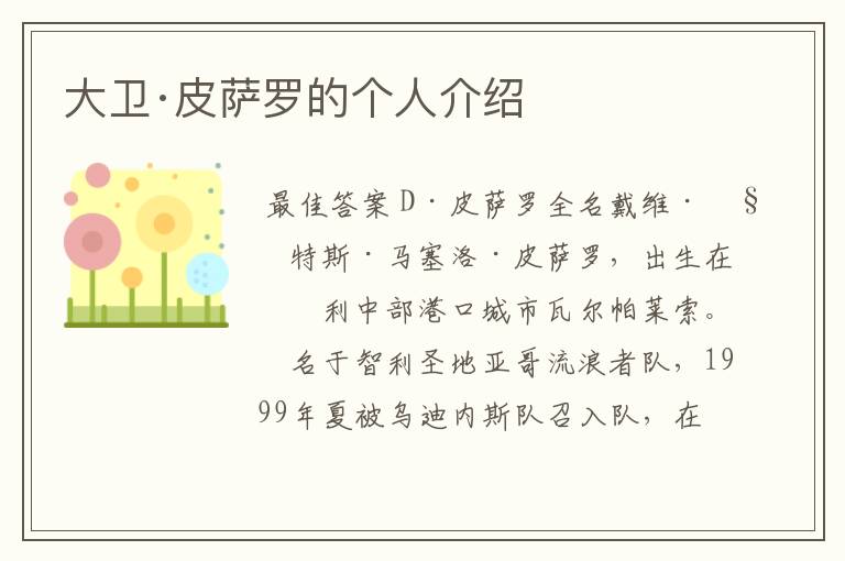 大卫·皮萨罗的个人介绍