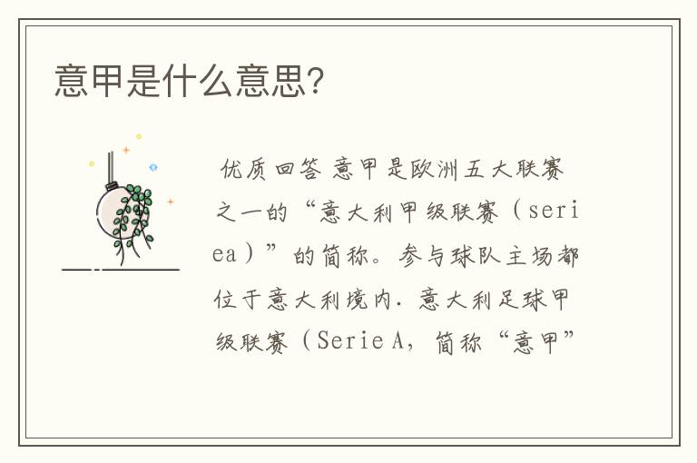 意甲是什么意思?