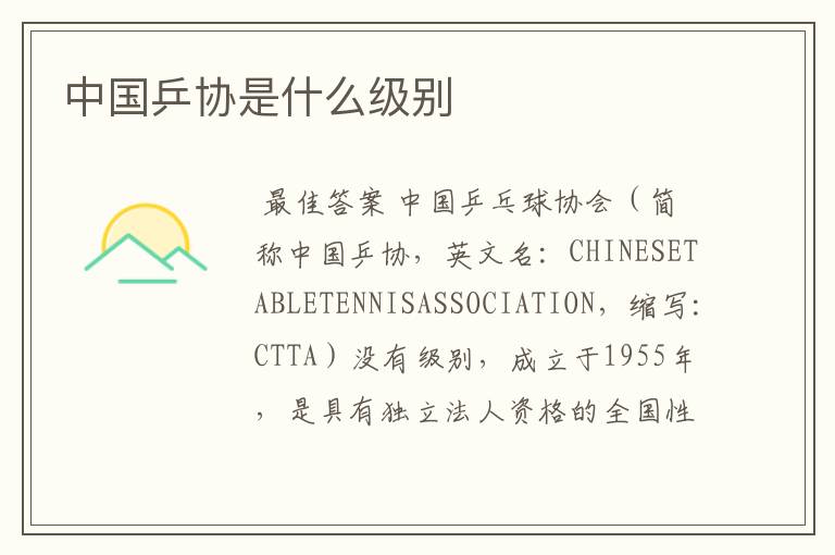 中国乒协是什么级别