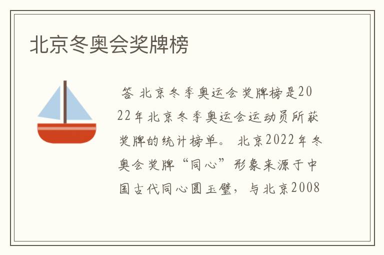 北京冬奥会奖牌榜