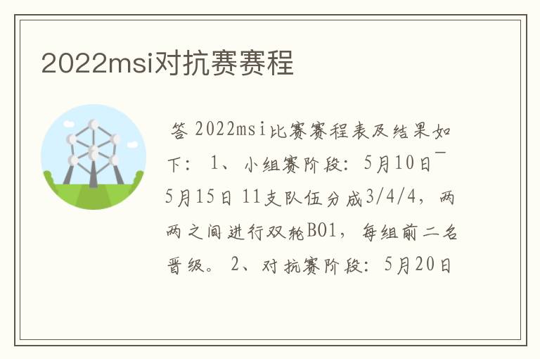 2022msi对抗赛赛程