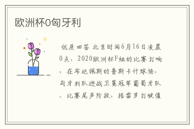 欧洲杯0匈牙利