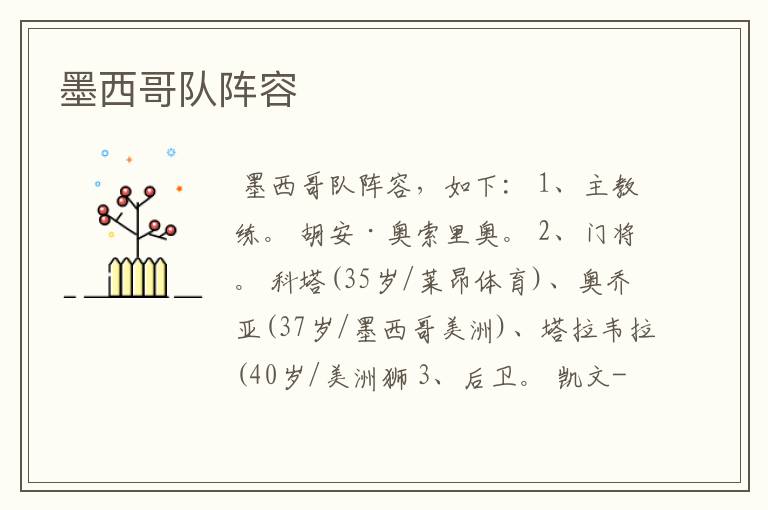 墨西哥队阵容