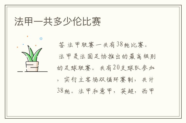 法甲一共多少伦比赛