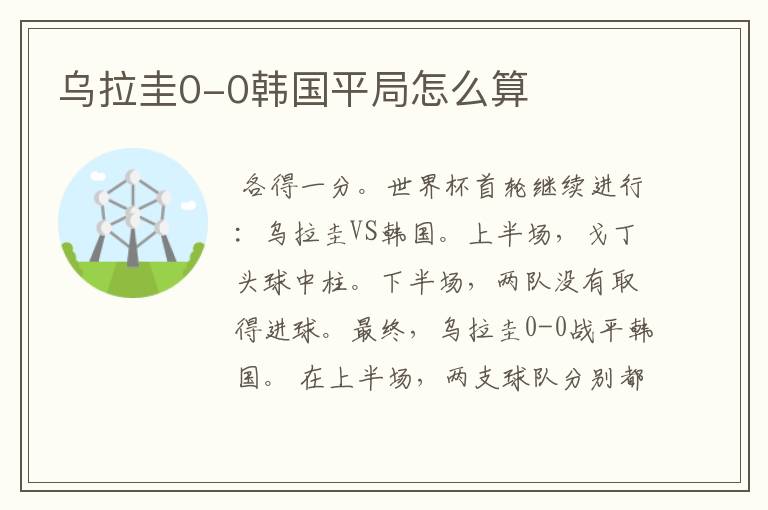 乌拉圭0-0韩国平局怎么算