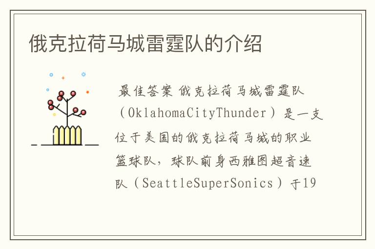 俄克拉荷马城雷霆队的介绍