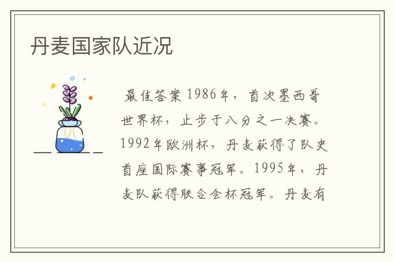 丹麦国家队近况