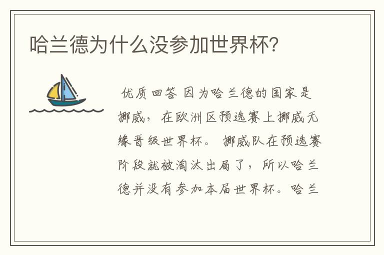 哈兰德为什么没参加世界杯?