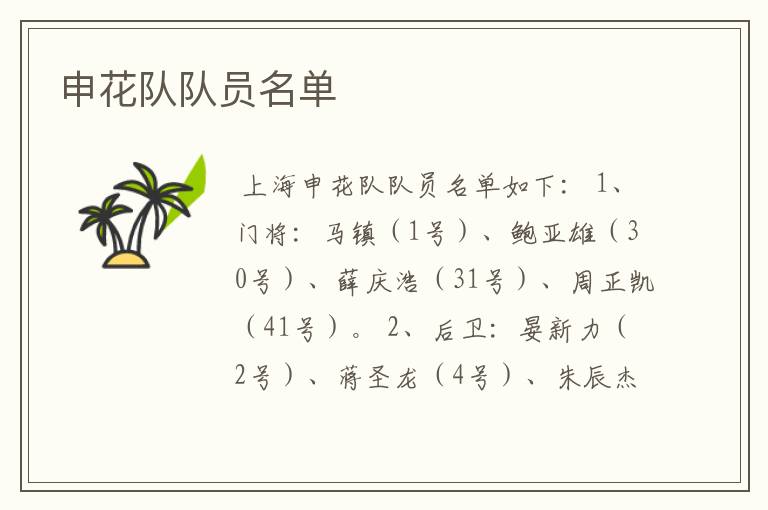 申花队队员名单
