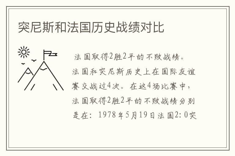 突尼斯和法国历史战绩对比