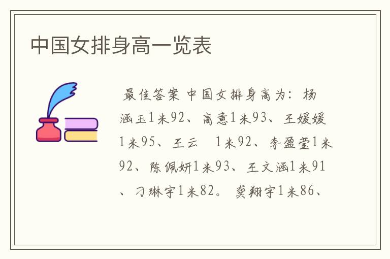 中国女排身高一览表